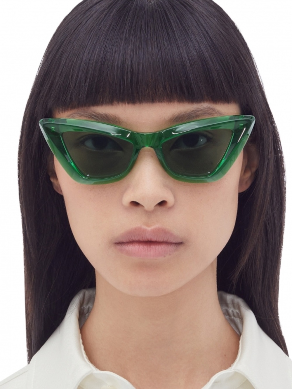 Bottega Veneta Green Cat-Eye Sunglasses